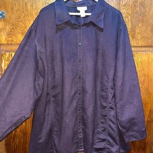 Avenue Brown Faux Suede Button up Long Sleeve Women Plus Sz 30/32